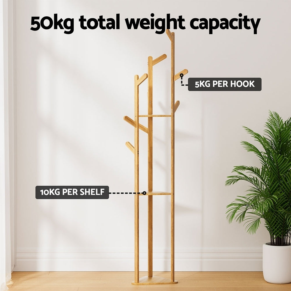 Clothing & Wardrobe Storage: Artiss Clothes Rack Airer Coat Stand 9 Hooks Bamboo