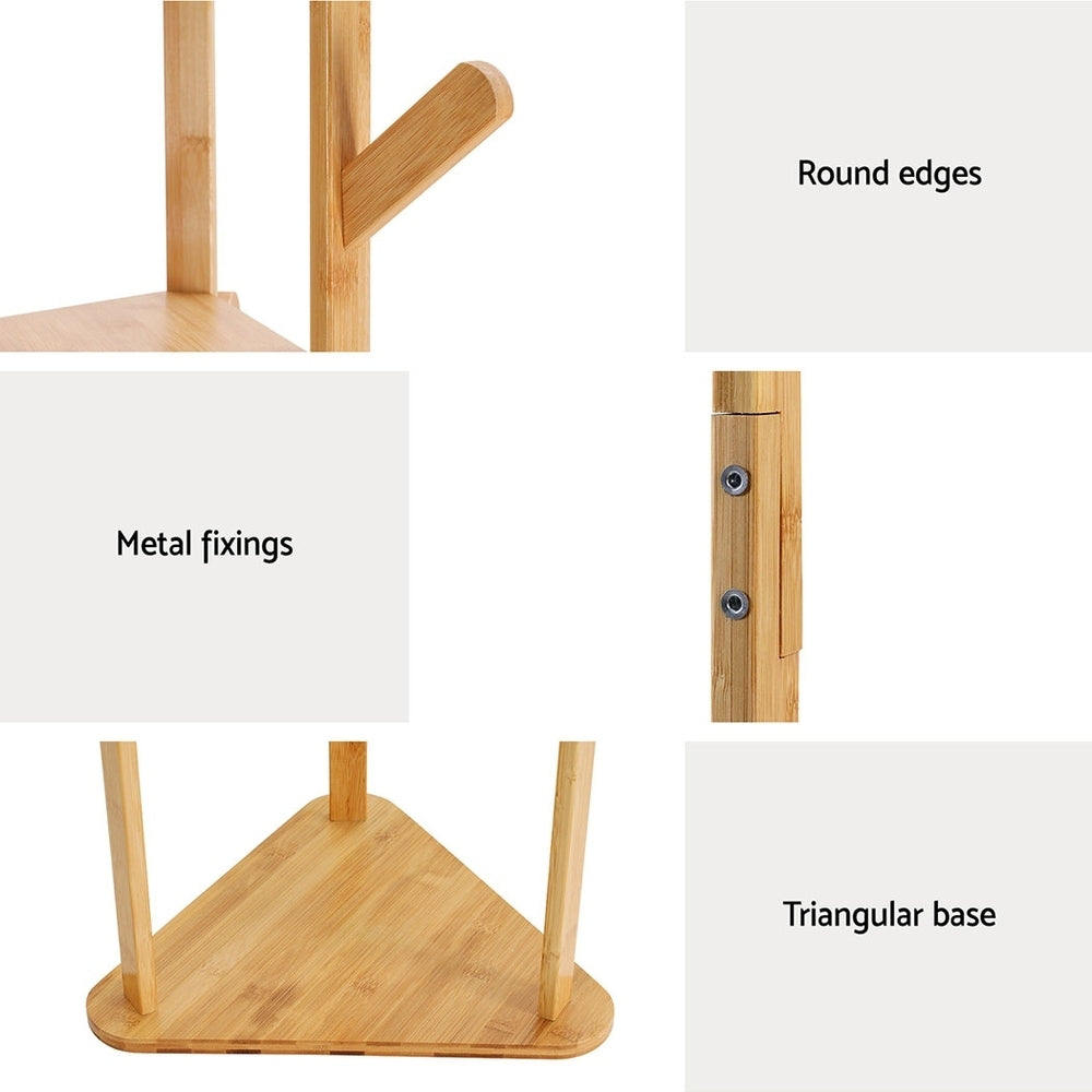 Clothing & Wardrobe Storage: Artiss Clothes Rack Airer Coat Stand 9 Hooks Bamboo
