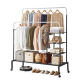 Artiss Clothes Rack Double Rod Airer Rail Coat Stand Hanger Storage Shelf