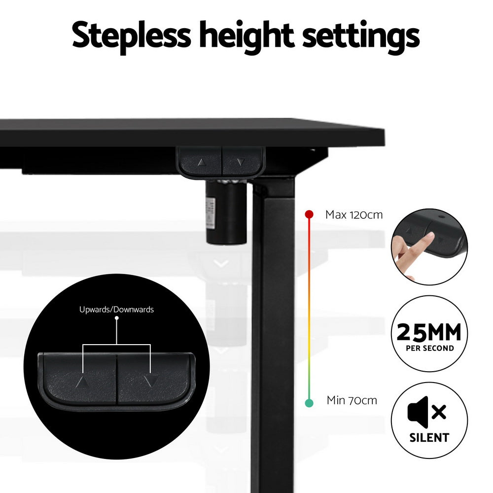 Desks: Artiss Electric Standing Desk Frame Only Height Adjustable 70KG Load Black