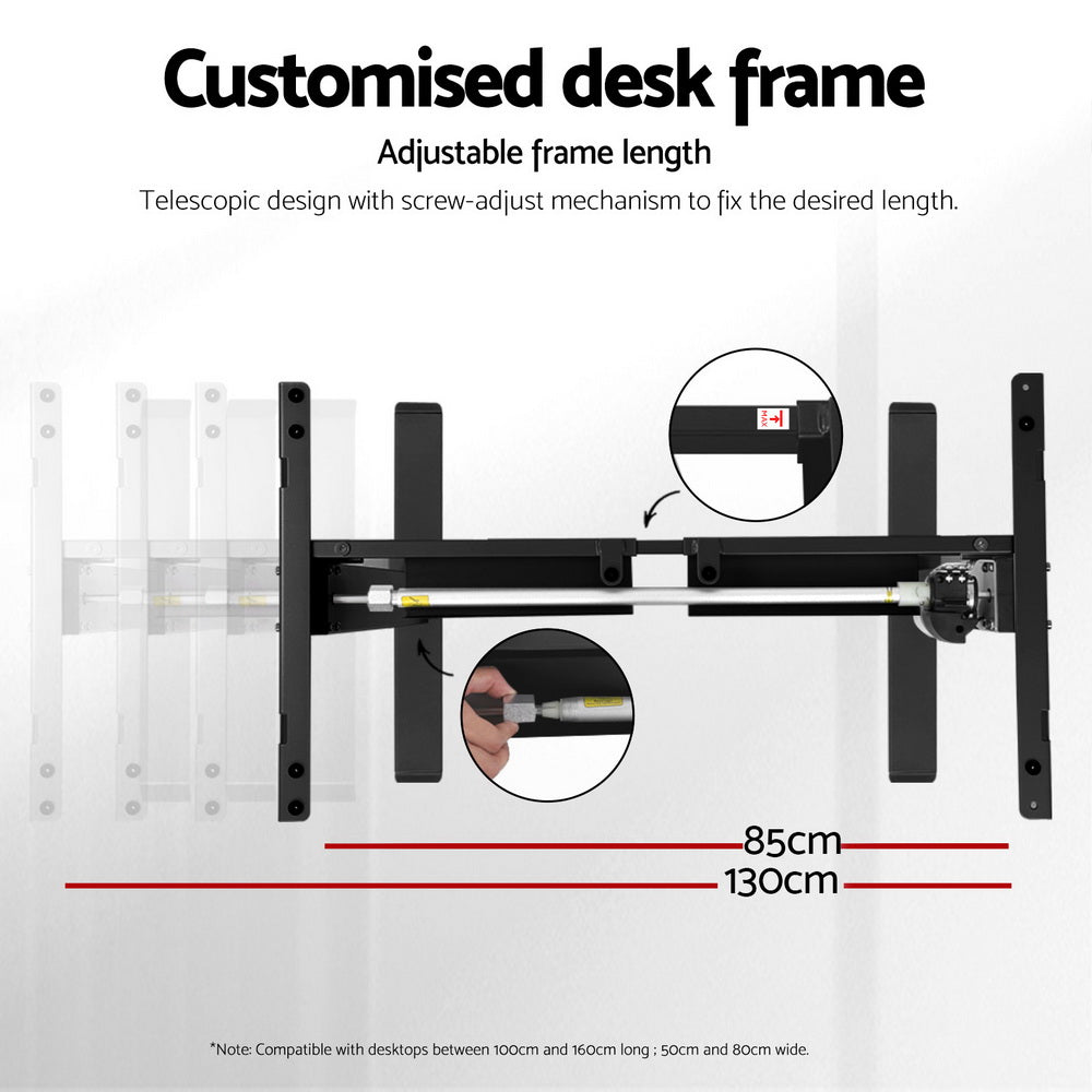 Desks: Artiss Electric Standing Desk Frame Only Height Adjustable 70KG Load Black