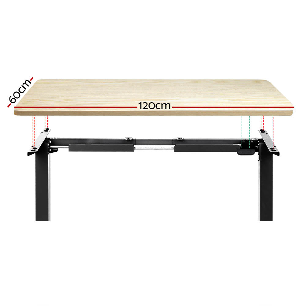 Desks: Artiss Standing Desk Motorised White Oak 120CM
