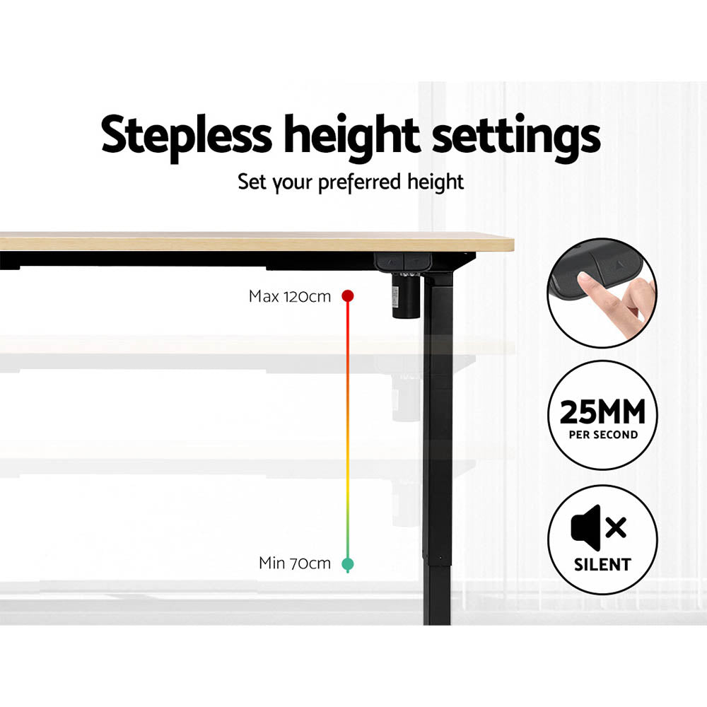 Desks: Artiss Standing Desk Motorised White Oak 120CM