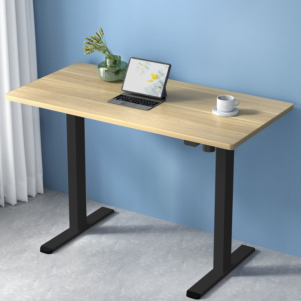 Desks: Artiss Standing Desk Motorised White Oak 120CM