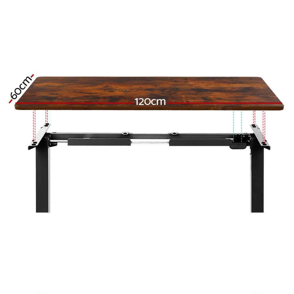 Desks: Artiss Standing Desk Motorised Rustic Brown 120CM