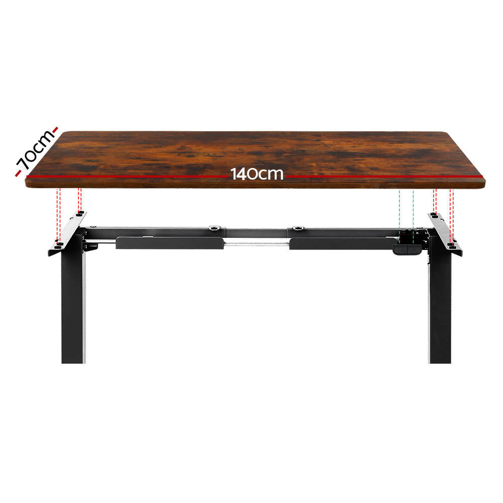 Desks: Artiss Standing Desk Motorised Rustic Brown 140CM
