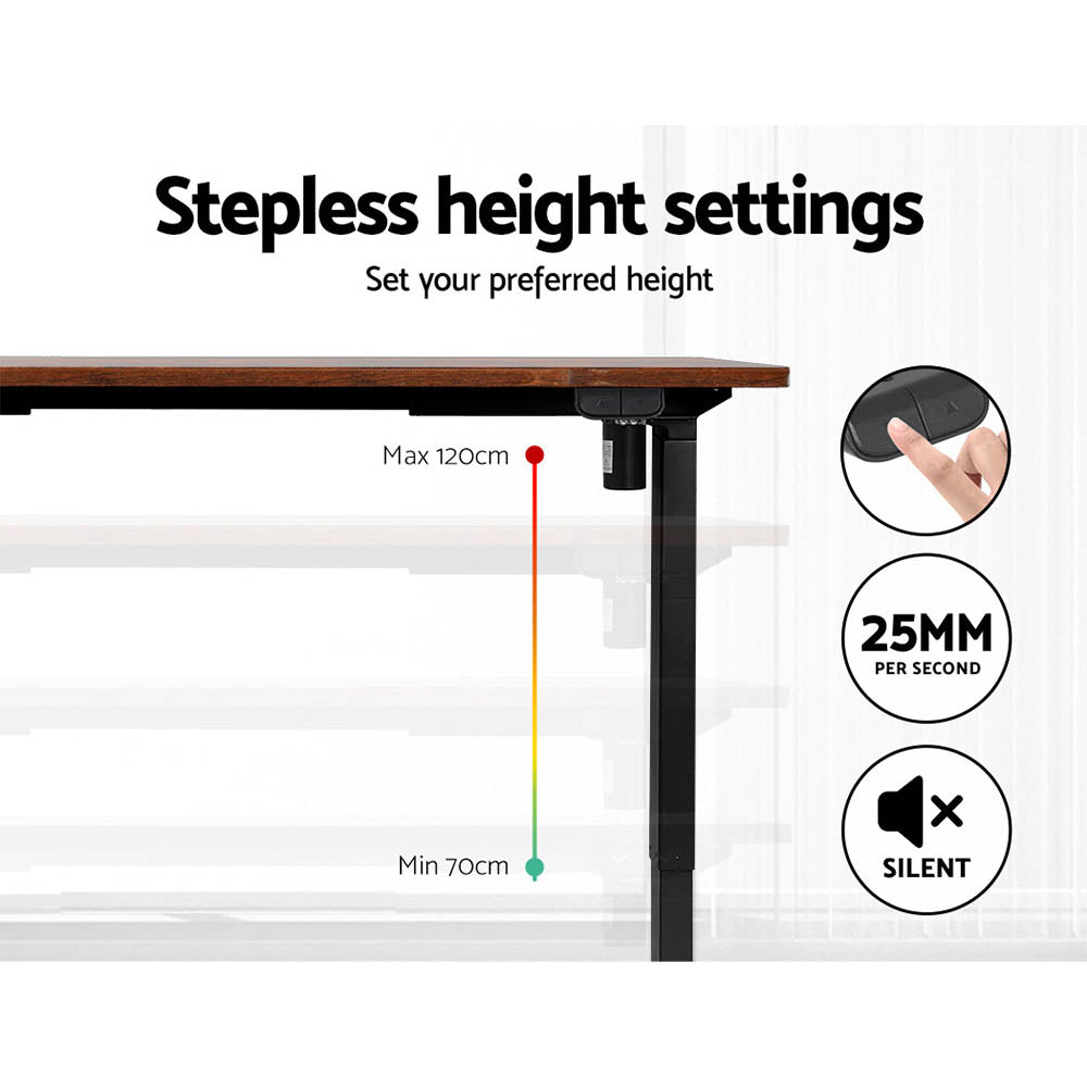 Desks: Artiss Standing Desk Motorised Rustic Brown 140CM