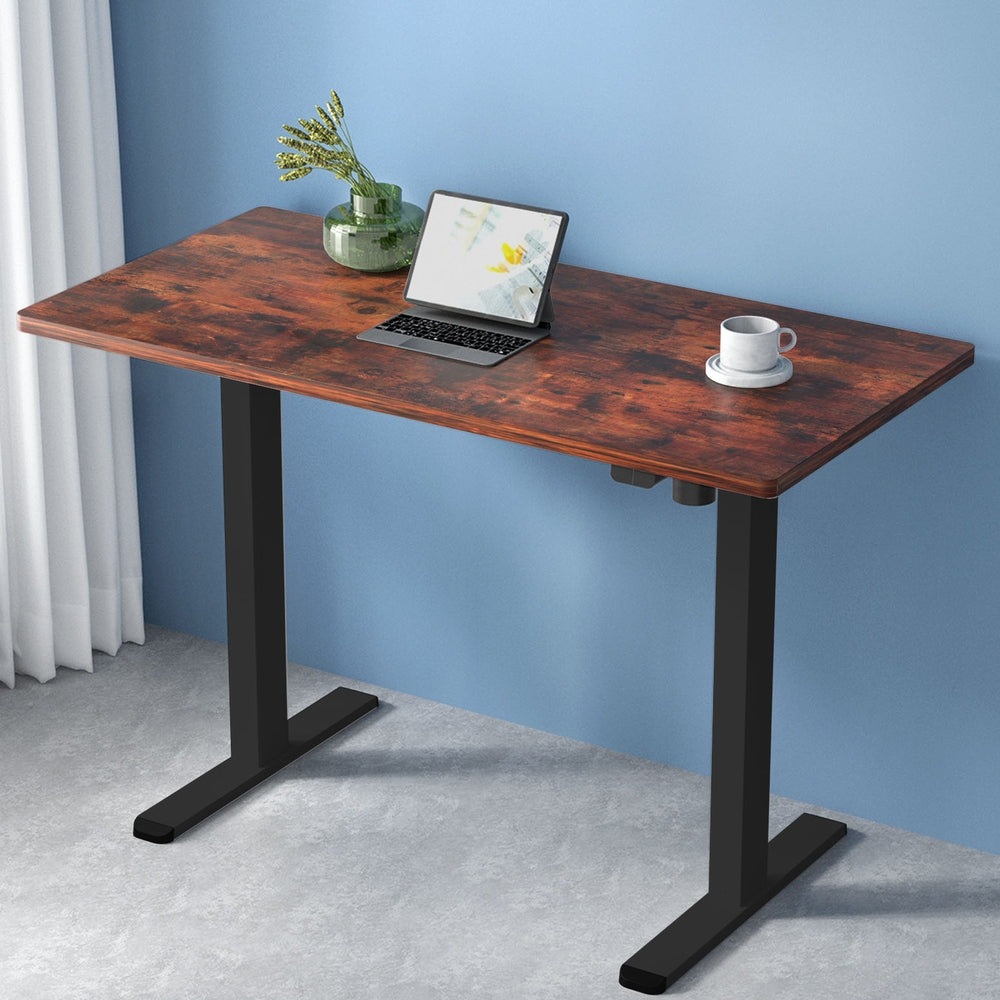 Desks: Artiss Standing Desk Motorised Rustic Brown 140CM