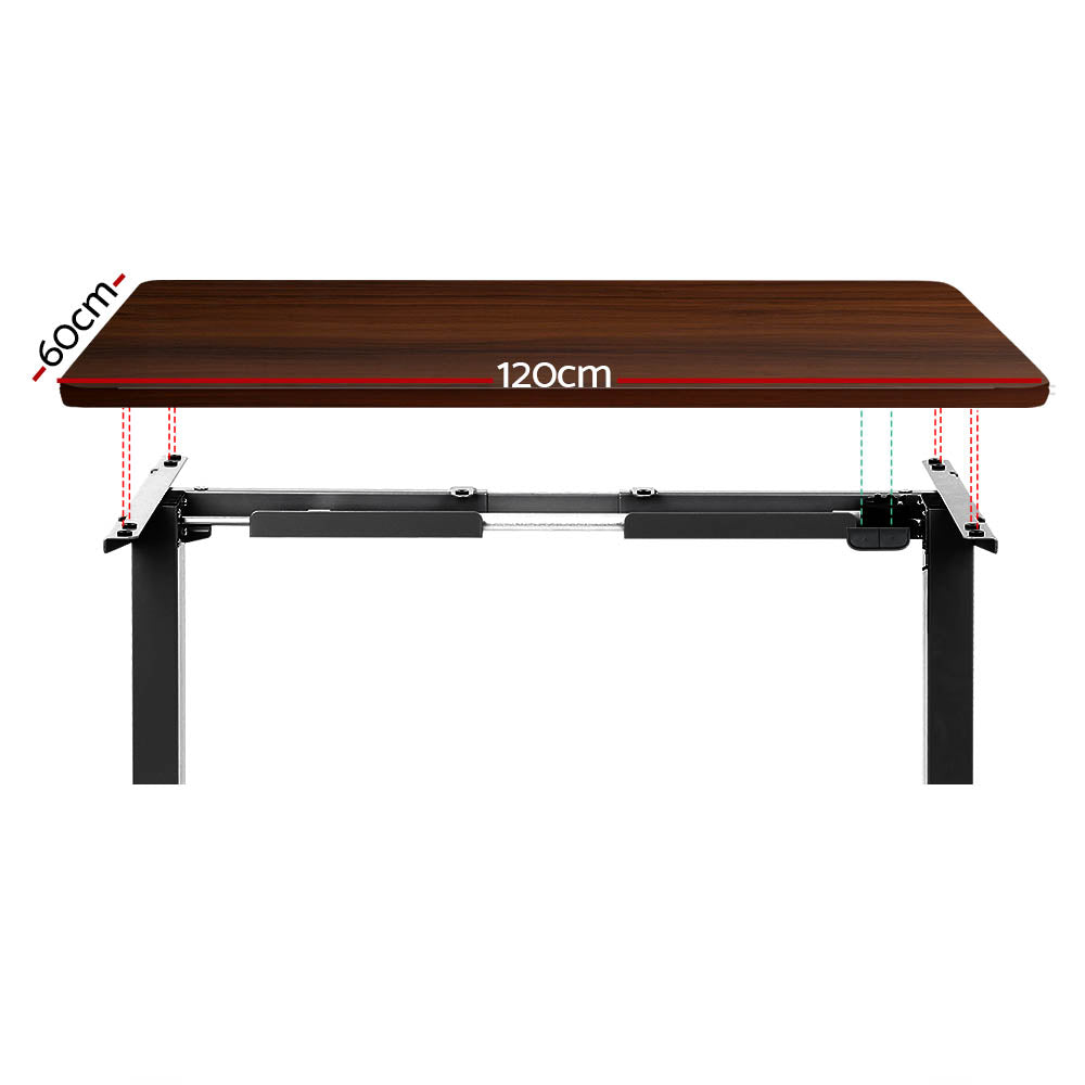 Desks: Artiss Standing Desk Motorised Walnut 120CM