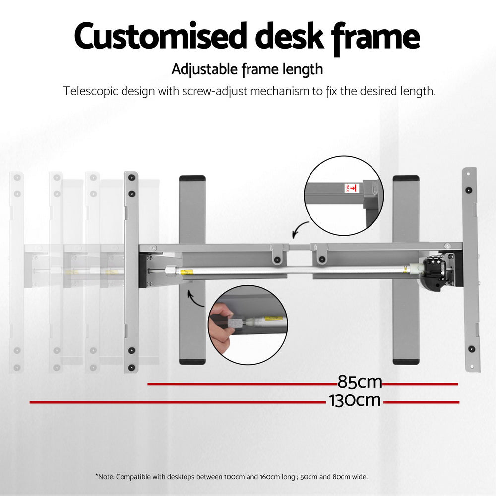 Desks: Artiss Electric Standing Desk Frame Only Height Adjustable 70KG Load Grey