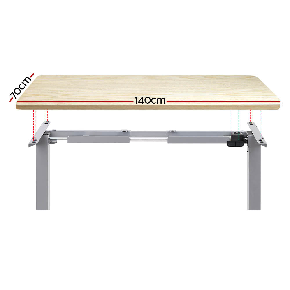 Desks: Artiss Standing Desk Motorised 140CM White Oak