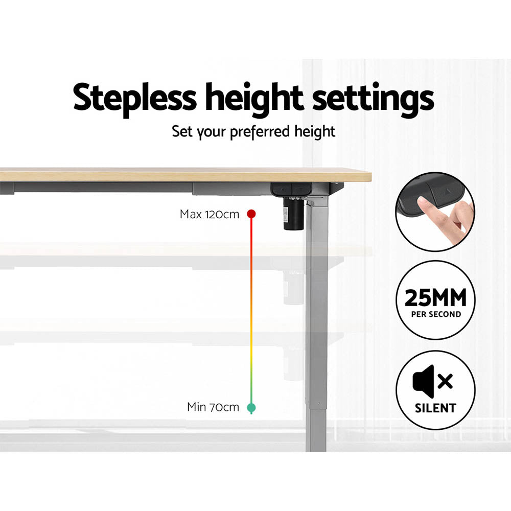 Desks: Artiss Standing Desk Motorised 140CM White Oak