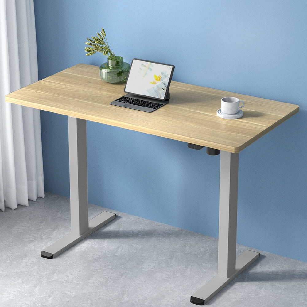 Desks: Artiss Standing Desk Motorised 140CM White Oak
