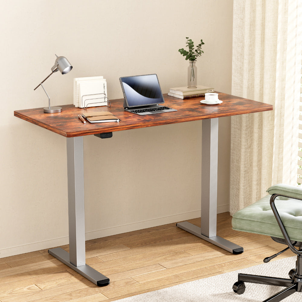 Desks: Artiss Standing Desk Motorised 140CM Rustic Brown