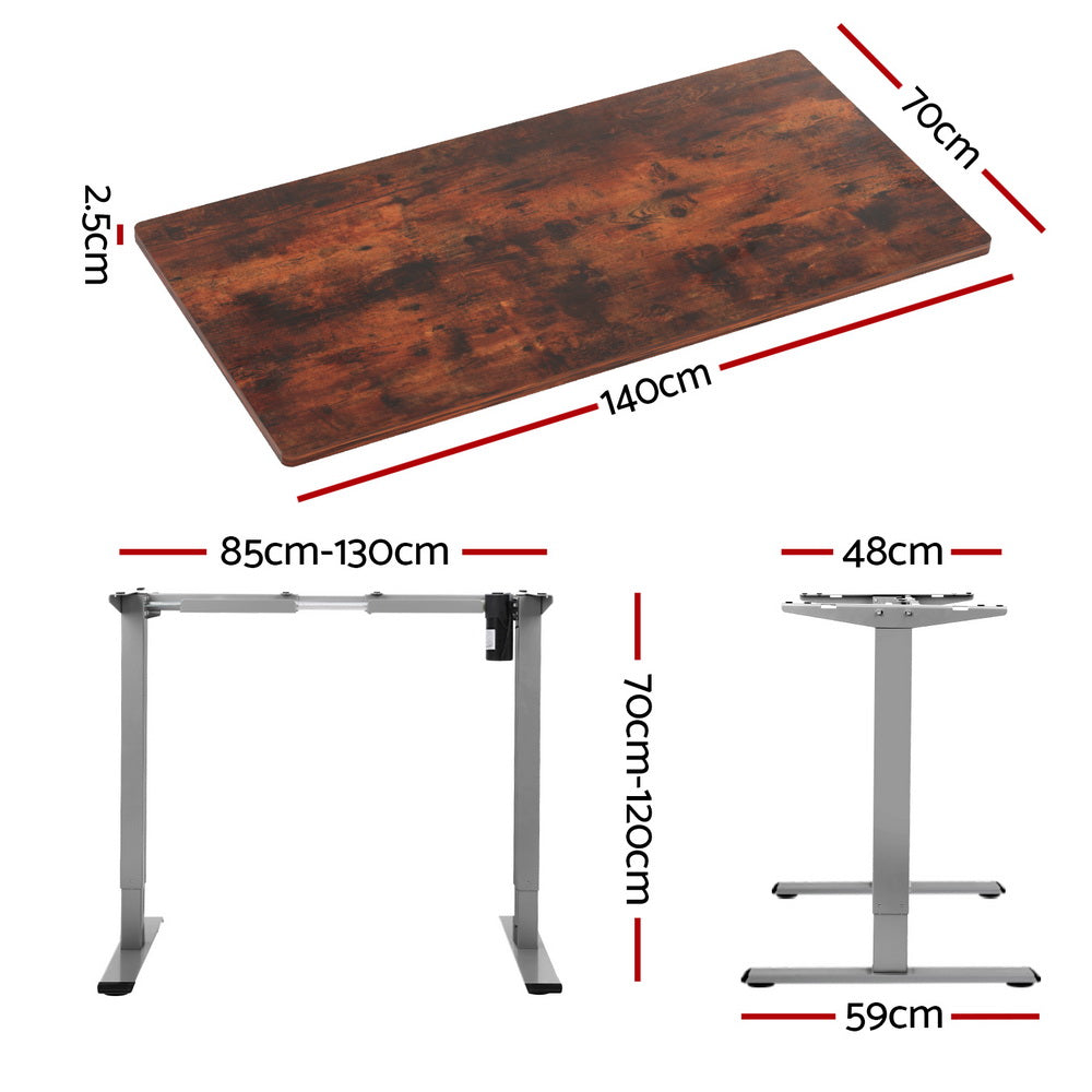 Desks: Artiss Standing Desk Motorised 140CM Rustic Brown