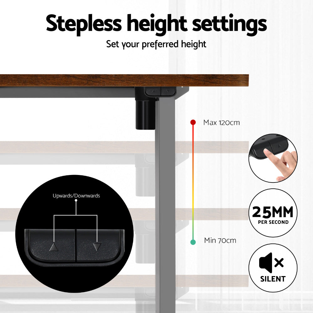 Desks: Artiss Standing Desk Motorised 140CM Rustic Brown