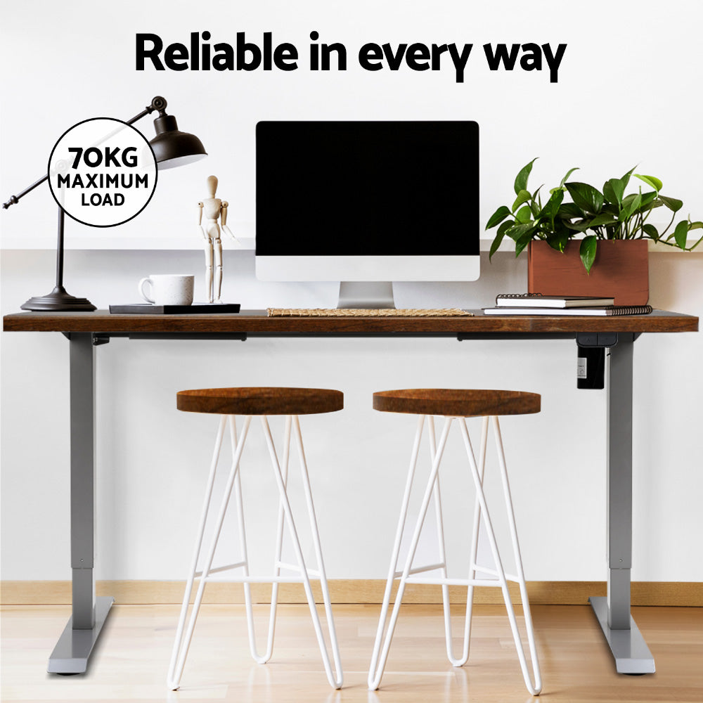 Desks: Artiss Standing Desk Motorised 140CM Rustic Brown