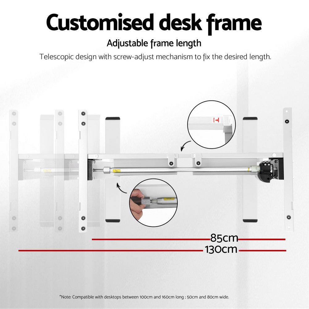 Desks: Artiss Electric Standing Desk Frame Only Height Adjustable 70KG Load White