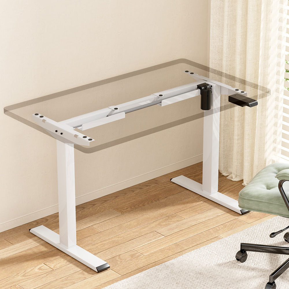 Desks: Artiss Electric Standing Desk Frame Only Height Adjustable 70KG Load White