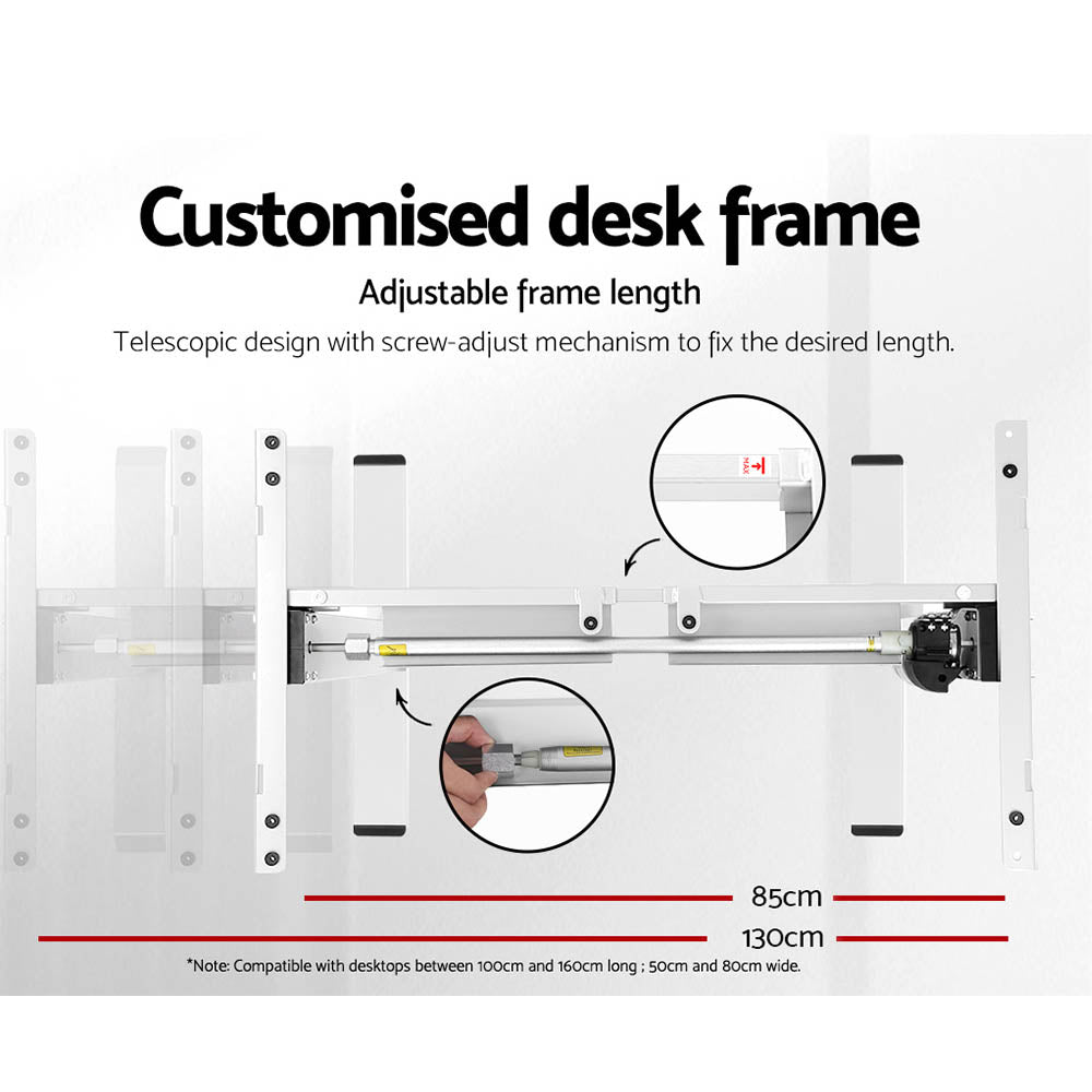 Desks: Artiss Standing Desk Motorised Sit Stand Desks White Oak 120CM