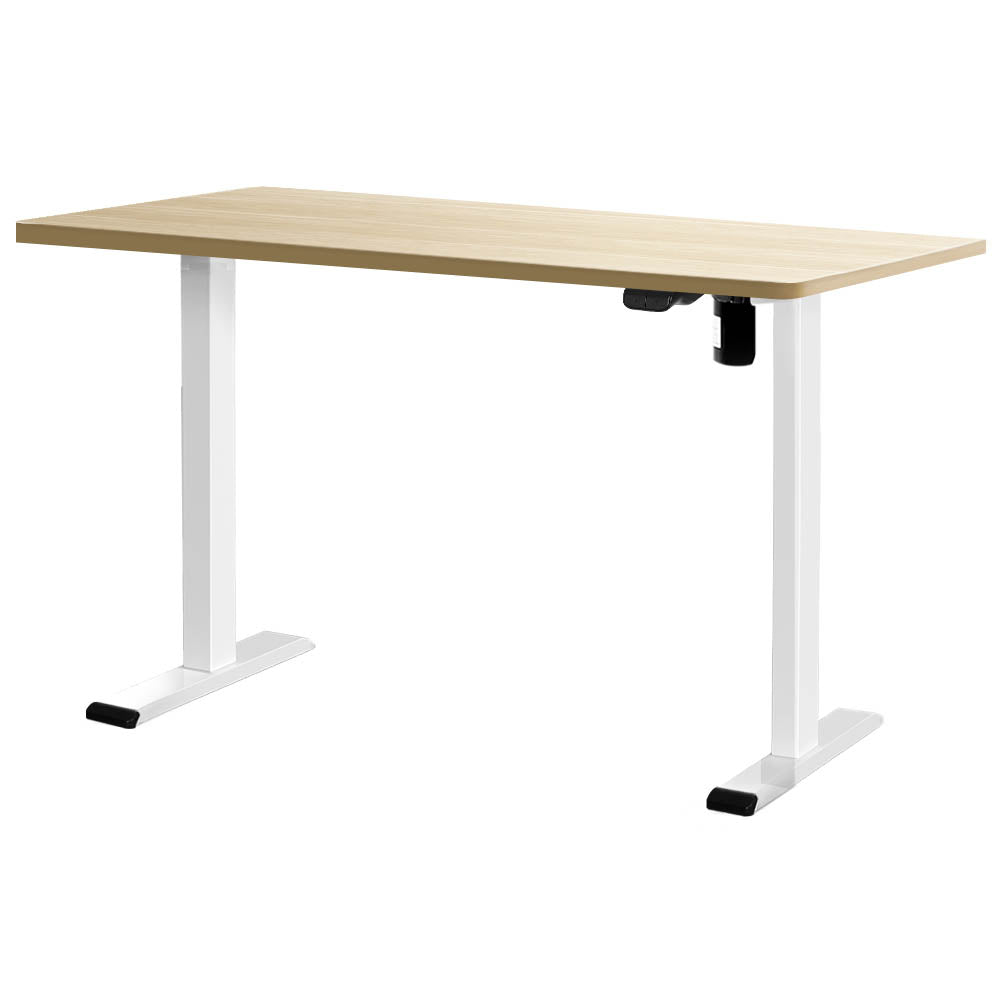 Desks: Artiss Standing Desk Motorised Sit Stand Desks White Oak 140CM