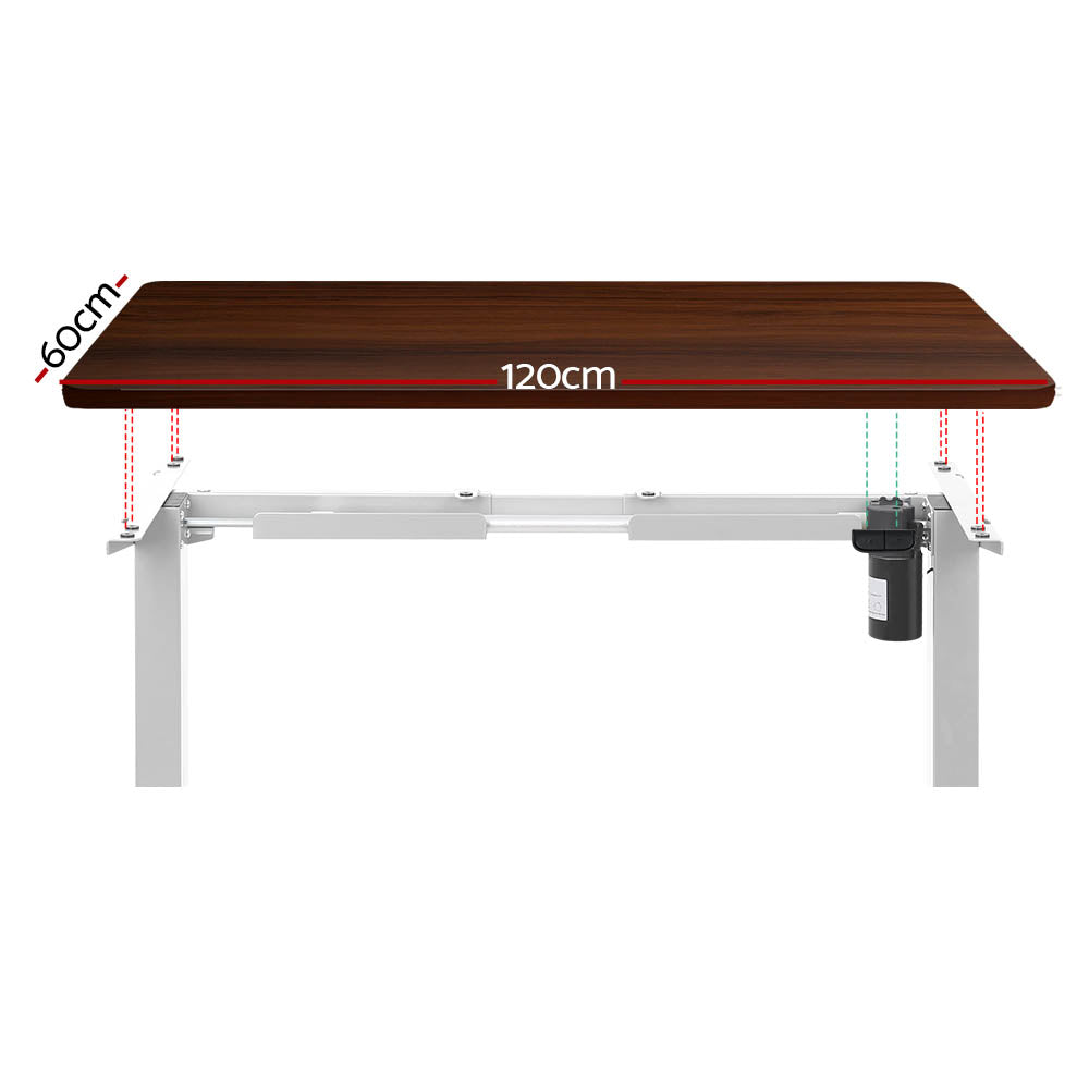 Desks: Artiss Standing Desk Motorised Sit Stand Desks Walnut 120CM