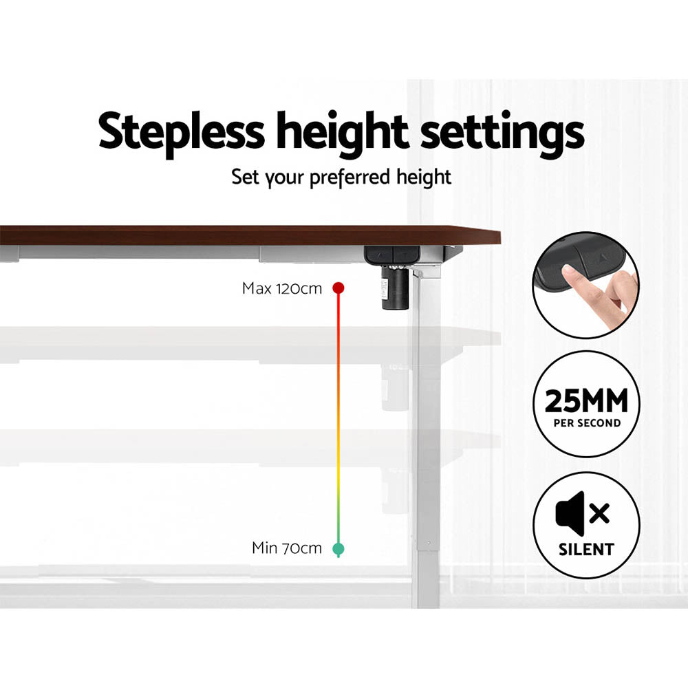Desks: Artiss Standing Desk Motorised Sit Stand Desks Walnut 120CM