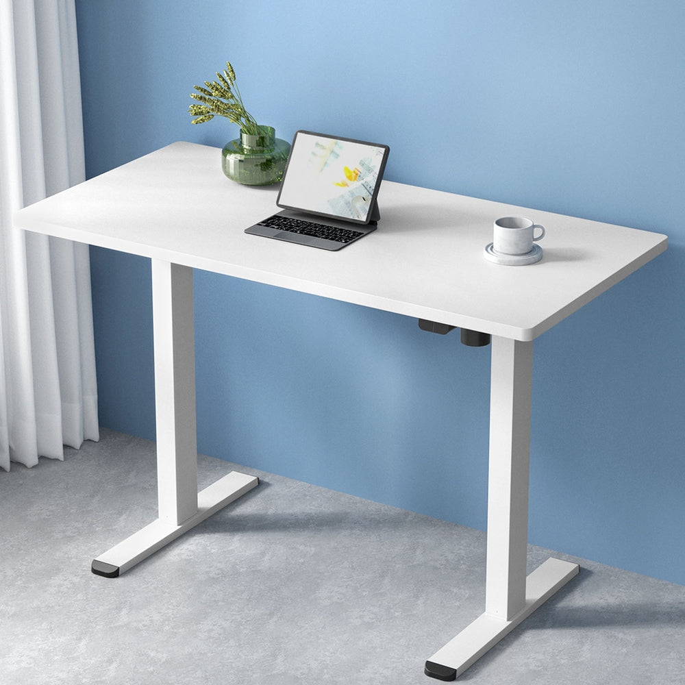Desks: Artiss Standing Desk Motorised Sit Stand Desks White 120CM