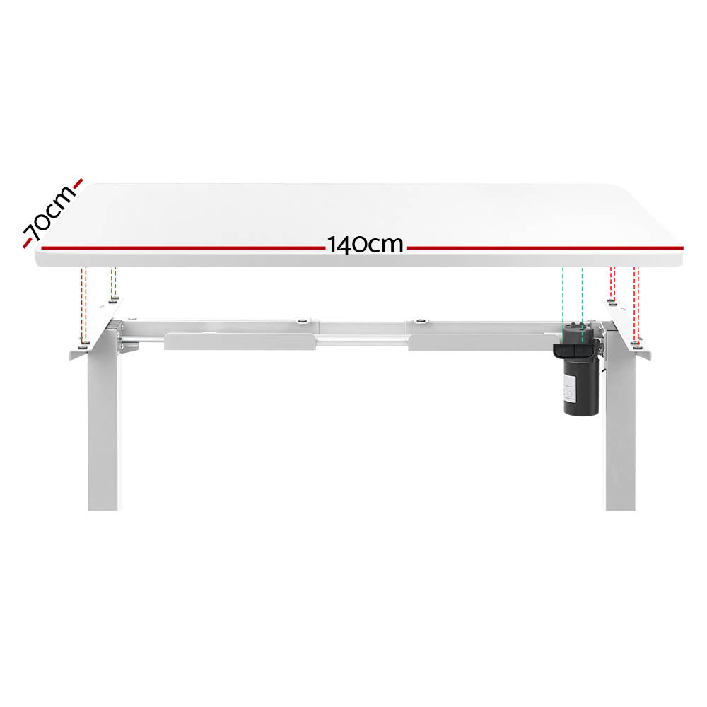 Desks: Artiss Standing Desk Motorised Sit Stand Desks White 140CM