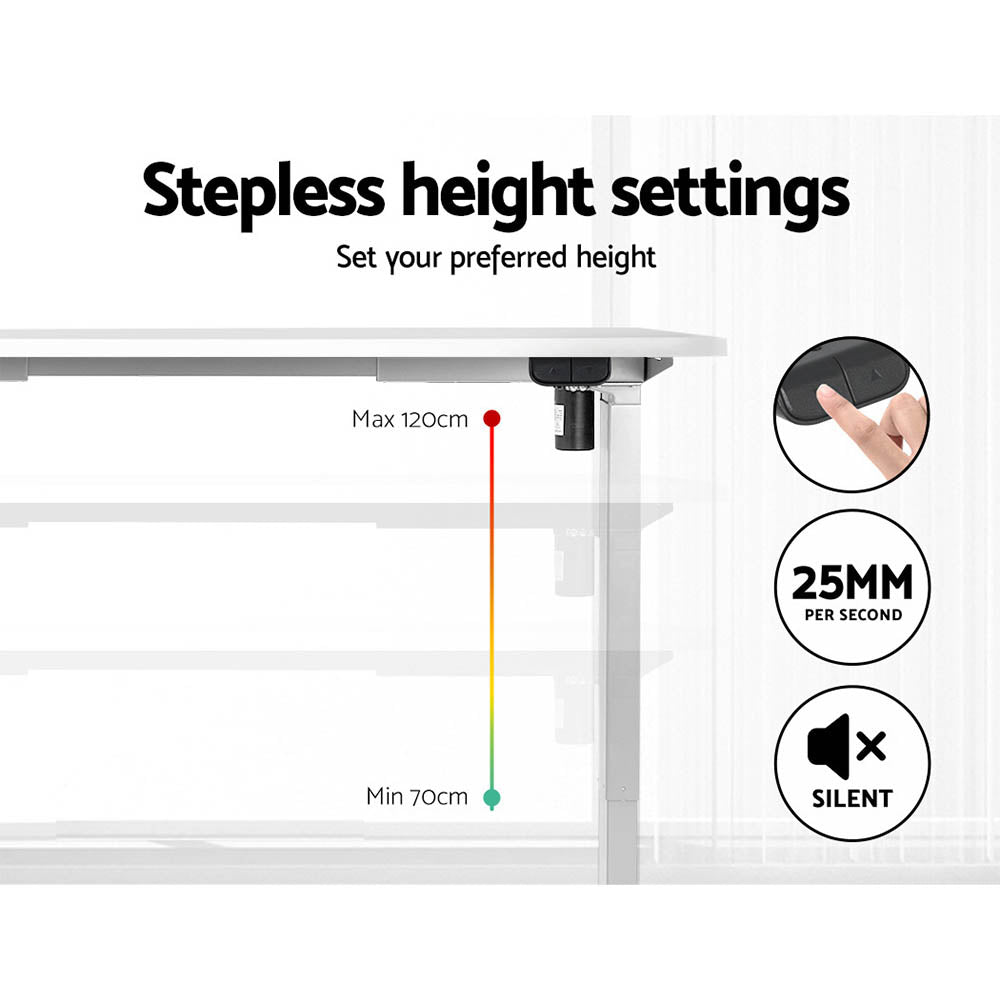 Desks: Artiss Standing Desk Motorised Sit Stand Desks White 140CM