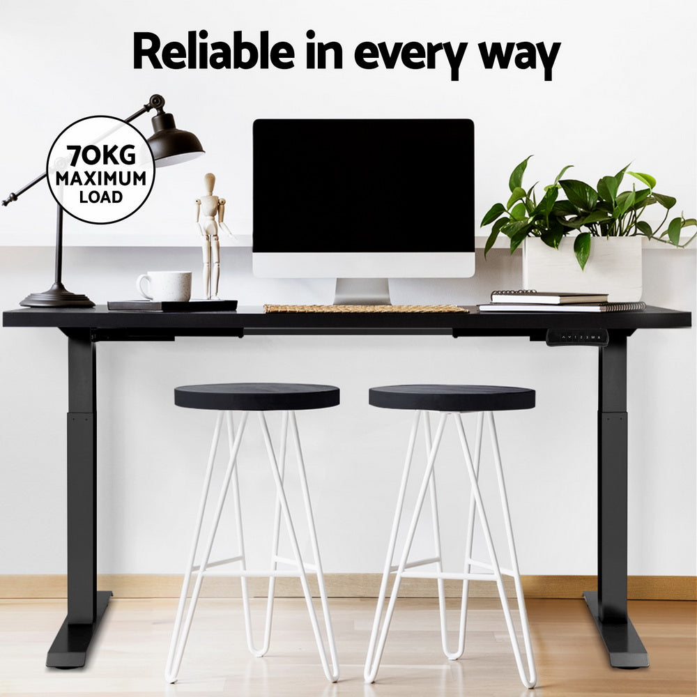 Desks: Artiss Standing Desk Motorised Dual Motor Black 140CM