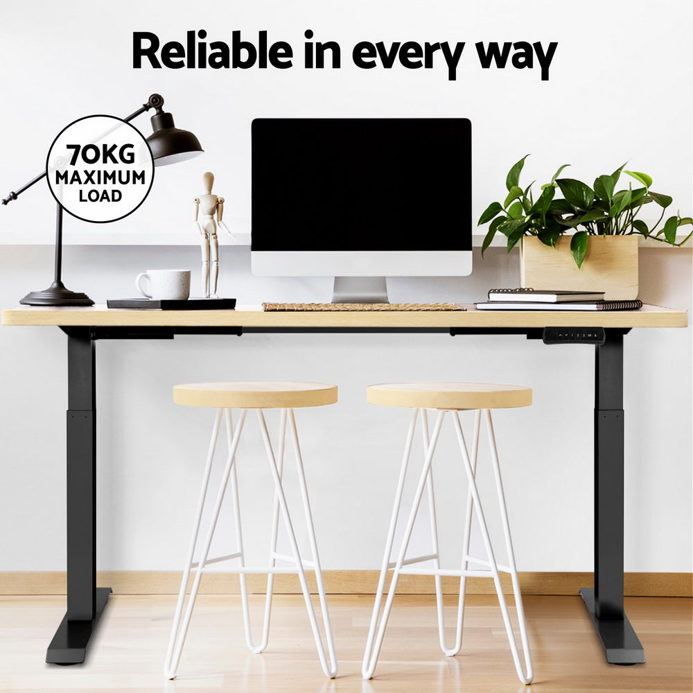 Desks: Artiss Standing Desk Motorised Dual Motor Oak 120CM