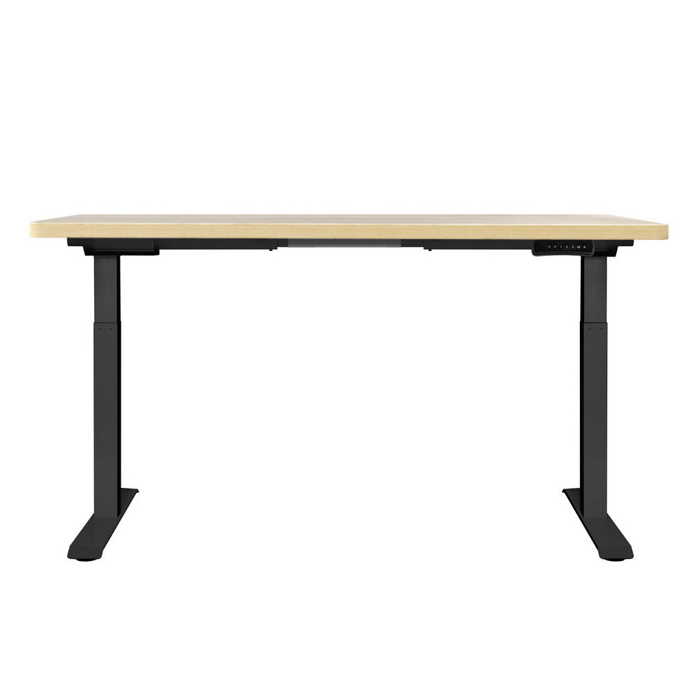 Desks: Artiss Standing Desk Motorised Dual Motor White Oak 140CM