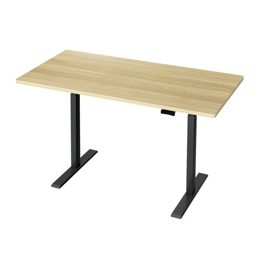 Desks: Artiss Standing Desk Motorised Dual Motor White Oak 140CM