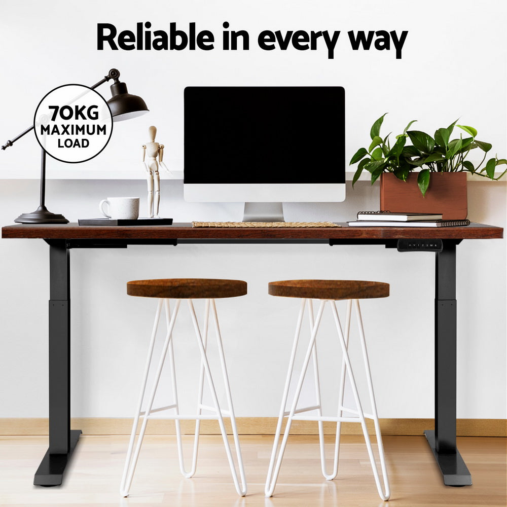 Desks: Artiss Standing Desk Motorised Dual Motor Rustic Brwon 140CM