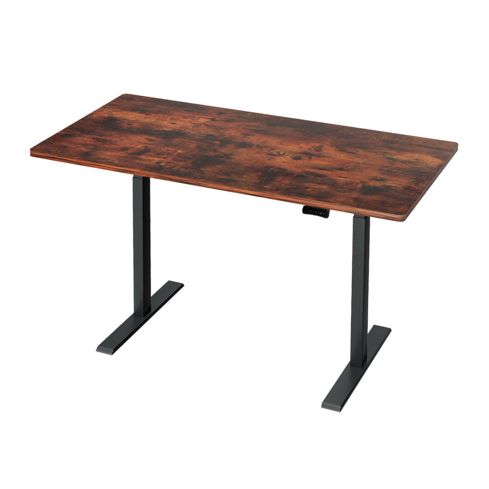 Desks: Artiss Standing Desk Motorised Dual Motor Rustic Brwon 140CM