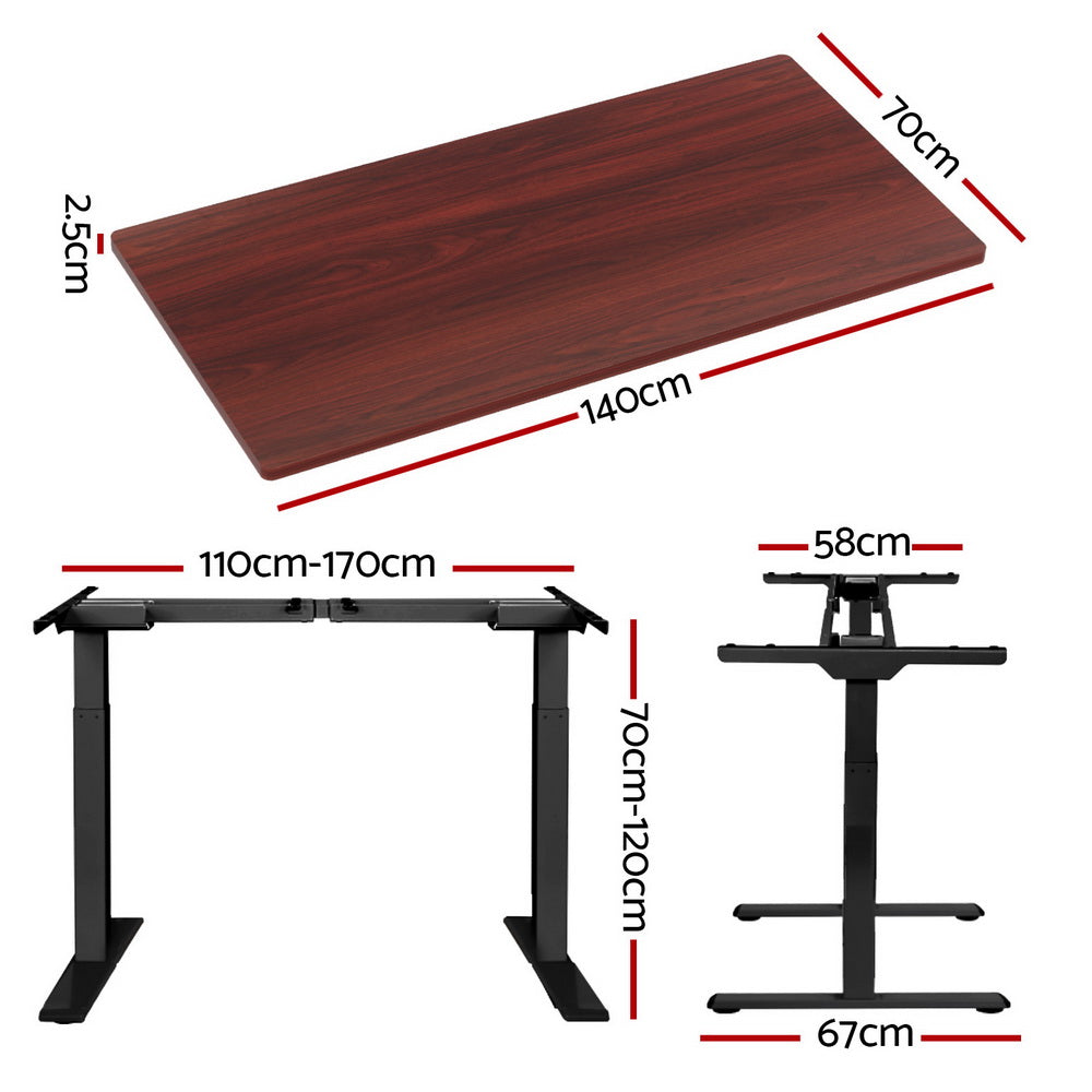 Desks: Artiss Standing Desk Motorised Dual Motor Walnut 140CM