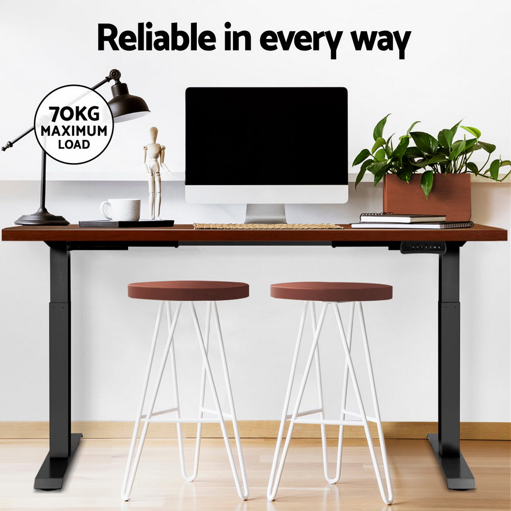 Desks: Artiss Standing Desk Motorised Dual Motor Walnut 140CM