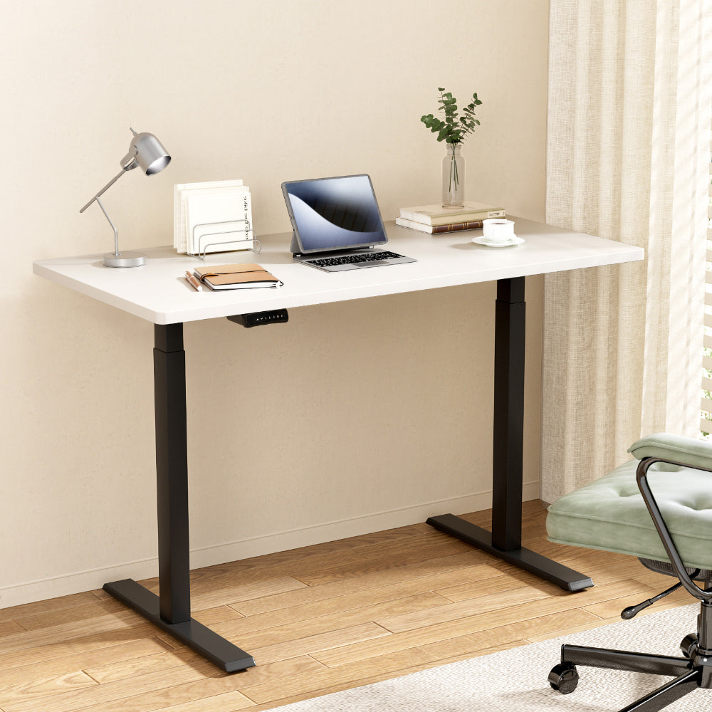 Desks: Artiss Standing Desk Motorised Dual Motor White 140CM