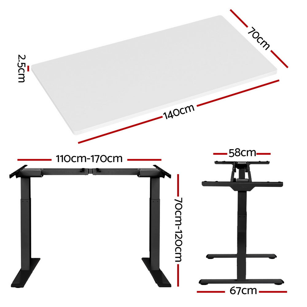 Desks: Artiss Standing Desk Motorised Dual Motor White 140CM
