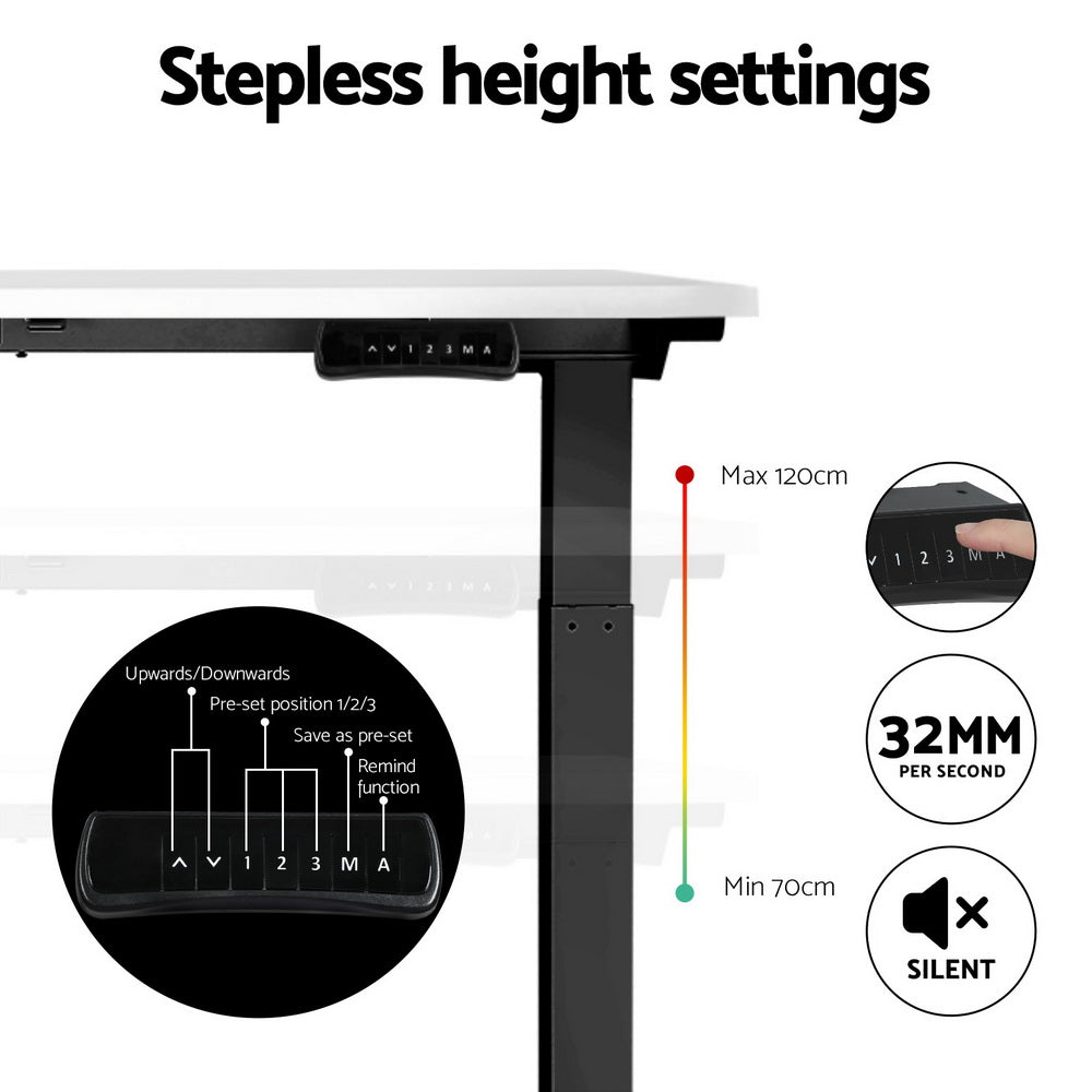 Desks: Artiss Standing Desk Motorised Dual Motor White 140CM