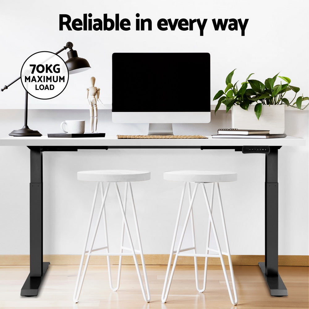 Desks: Artiss Standing Desk Motorised Dual Motor White 140CM