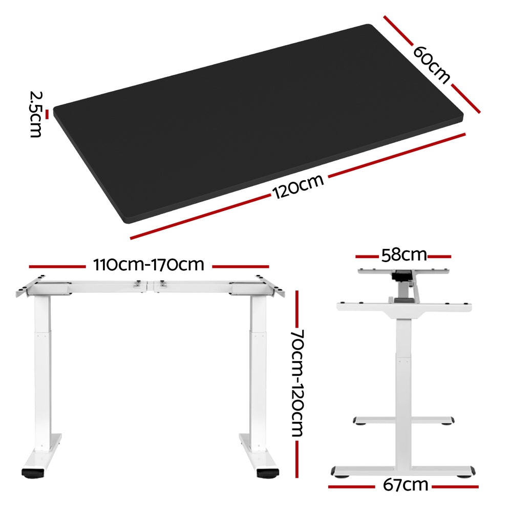 Desks: Artiss Standing Desk Motorised Dual Motor 120CM Black