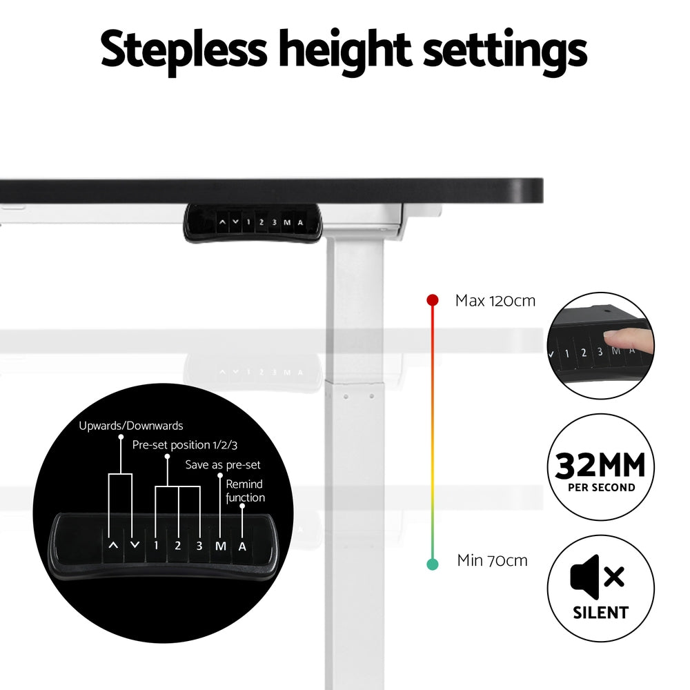 Desks: Artiss Standing Desk Motorised Dual Motor 120CM Black