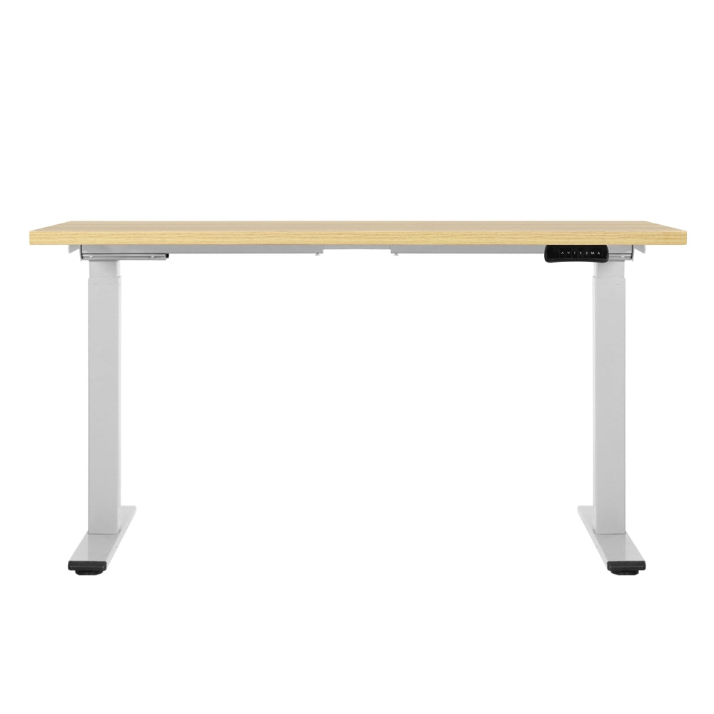 Desks: Artiss Standing Desk Motorised Dual Motor 120CM White Oak