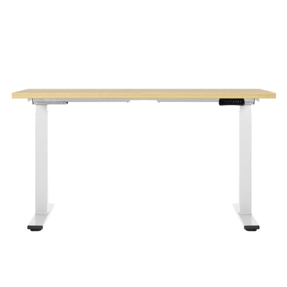 Desks: Artiss Standing Desk Motorised Dual Motor 140CM White Oak