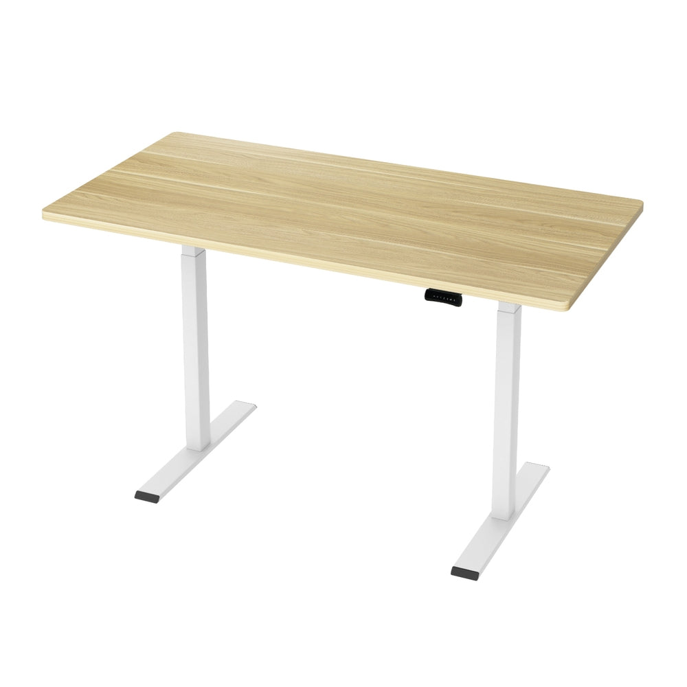 Desks: Artiss Standing Desk Motorised Dual Motor 140CM White Oak