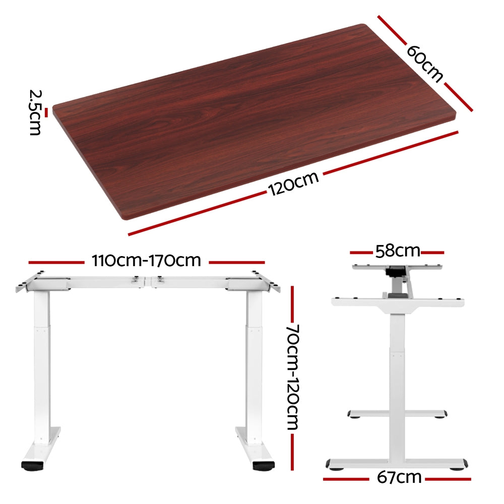 Desks: Artiss Standing Desk Motorised Dual Motor 120CM Walnut