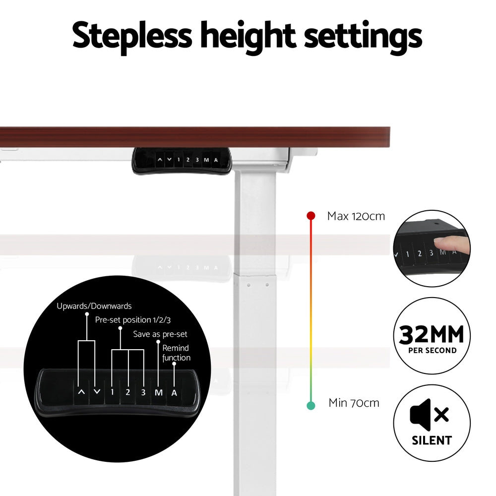 Desks: Artiss Standing Desk Motorised Dual Motor 120CM Walnut