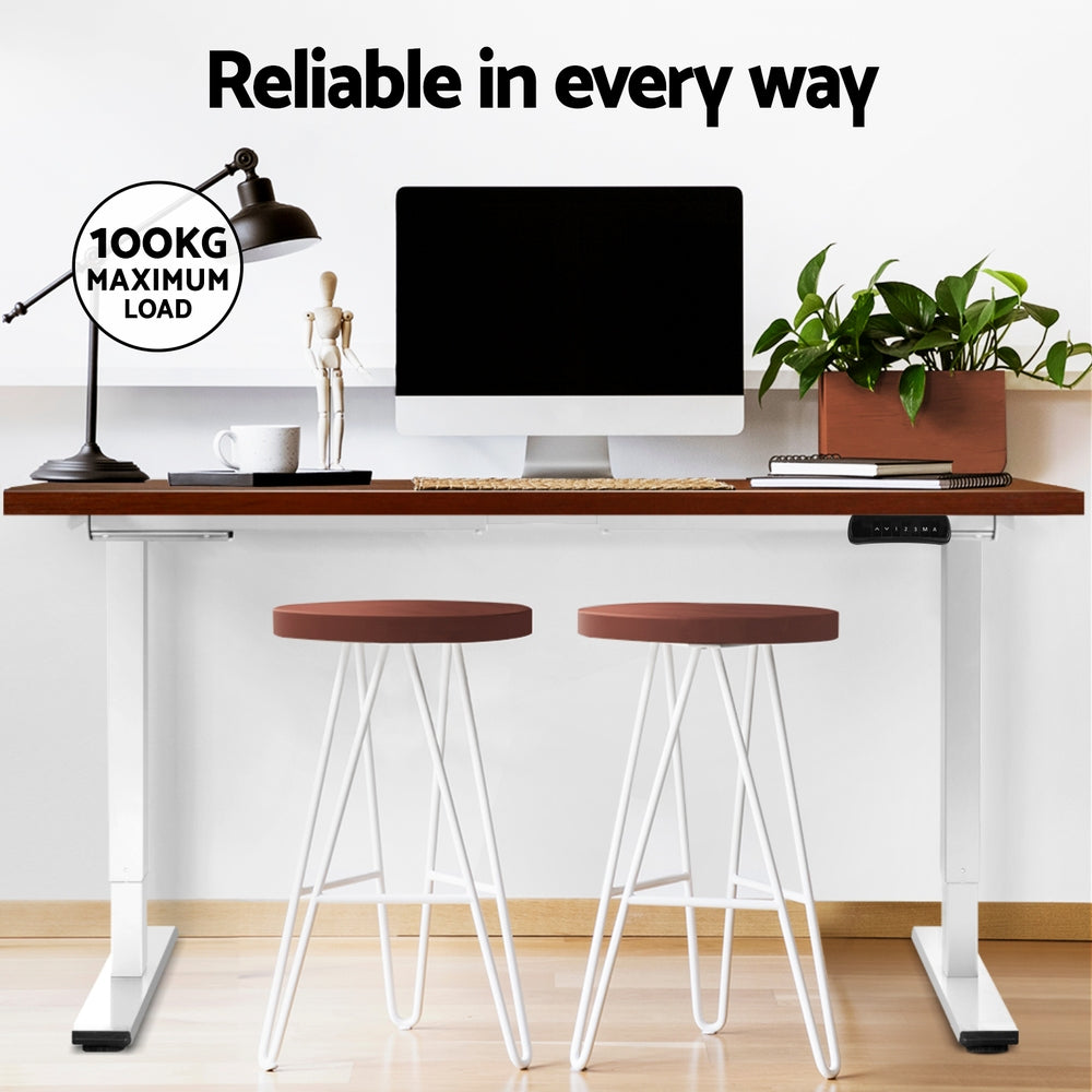 Desks: Artiss Standing Desk Motorised Dual Motor 120CM Walnut